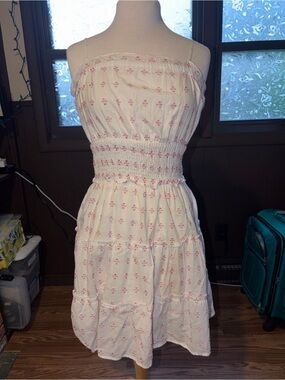 White Summer Dress with red pattern details
